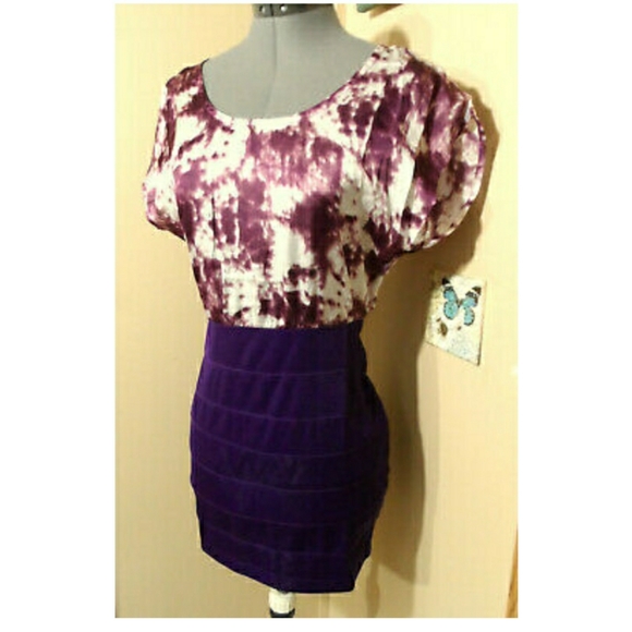 New WOW COUTURE Bandage Dress SM Plum Purple bodycon bandage style - Picture 1 of 5